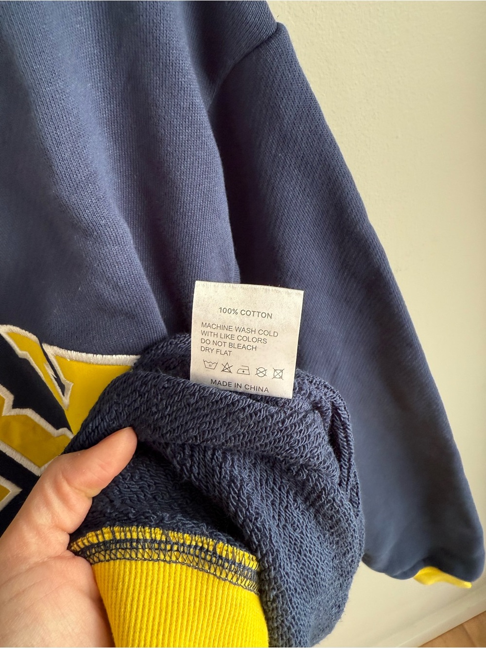 Parke Two Tone Varsity Mockneck Sweatshirt - Navy/Yellow - Size L/XL - Picture 11 of 12